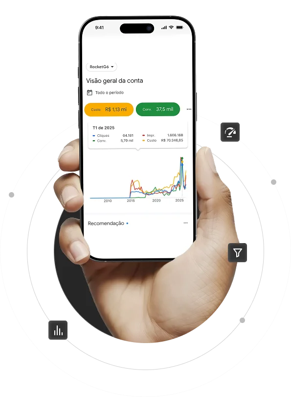 Painel de resultados de campanhas no celular